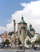 Havlíčkův Brod - Morový sloup a kostel Nanebevzetí Panny Marie